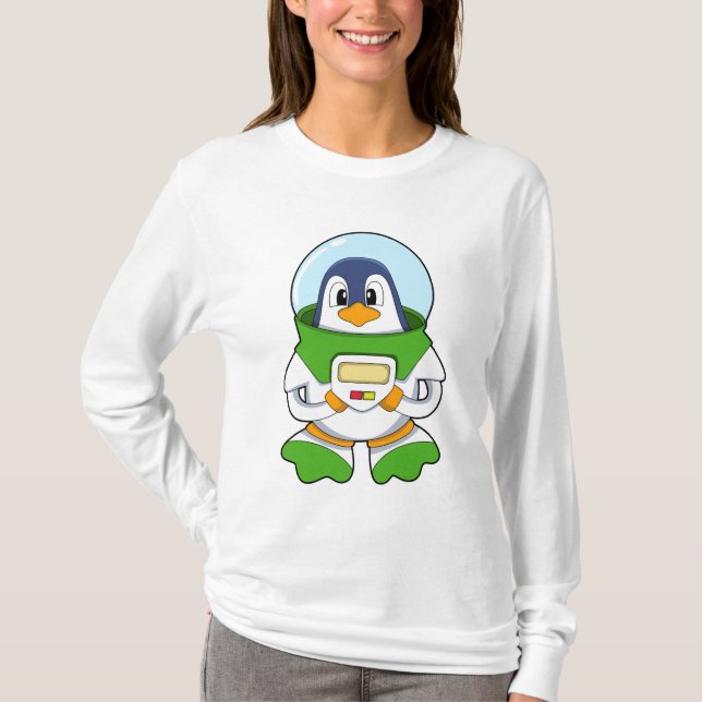 Camiseta Pinguim como astronauta com fantasia (Frente)