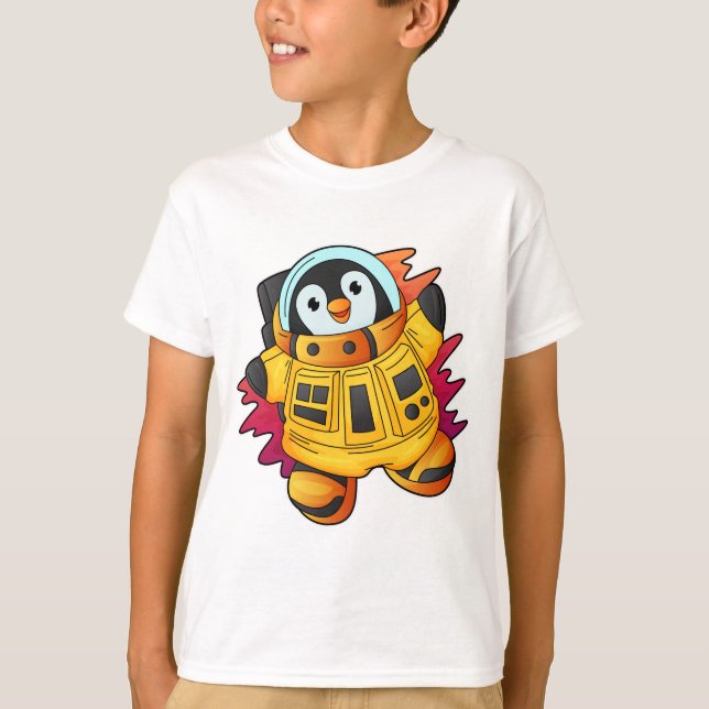 Camiseta Pinguim como astronauta em trajes (Frente)