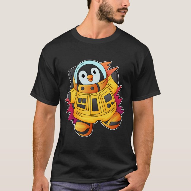 Camiseta Pinguim como astronauta em trajes (Frente)