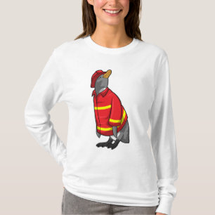 Camiseta Pinguim como Bombeiro com Capacete