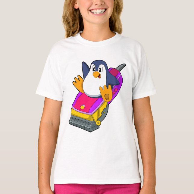 Camiseta Pinguim como cabeleireiro com Razor (Frente)