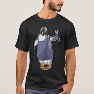 Camiseta Pinguim como cabeleireiro com tesoura