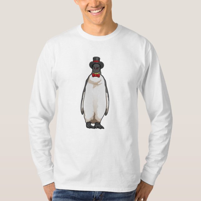 Camiseta Pinguim como cavalheiro com chapéu (Frente)