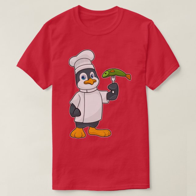 Camiseta Pinguim como cozinheiro com avental de Cozinhar de (Frente do Design)