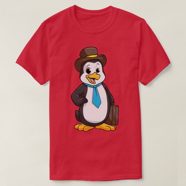Camiseta Pinguim como Empreendedor com Briefcase (Frente do Design)