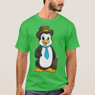 Camiseta Pinguim como Empreendedor com Briefcase