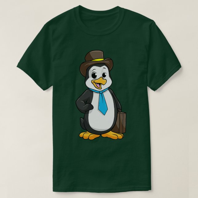 Camiseta Pinguim como empresário com uma pasta (Frente do Design)