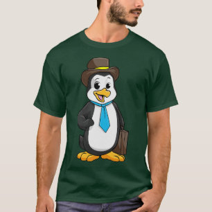 Camiseta Pinguim como empresário com uma pasta
