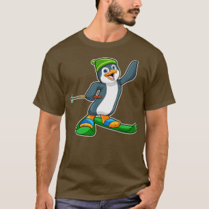 Camiseta Pinguim como esquiador com Boné de esqui