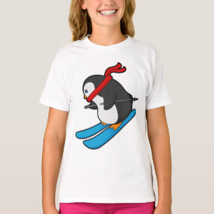 Camiseta Pinguim como esquiador com esqui