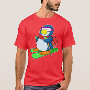 Camiseta Pinguim como esquiador com óculos de sol Ski Scarf