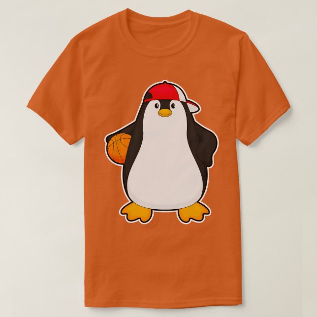 Camiseta Pinguim como jogador de basquete com bola de basqu (Frente do Design)