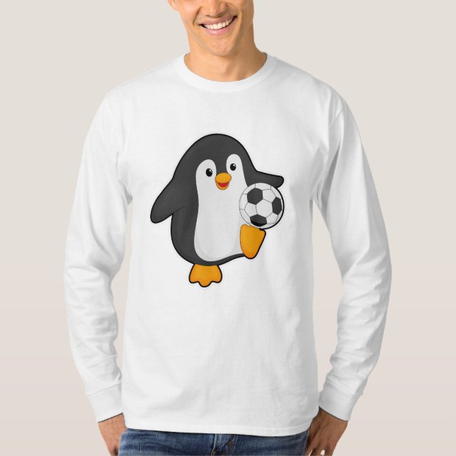Camiseta Pinguim como jogador de futebol com bola de futebo (Frente)