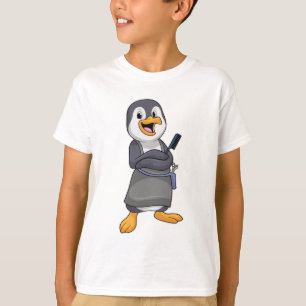 Camiseta Pinguim como Lista de Cabelos com Comb