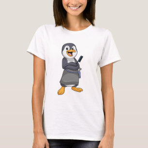 Camiseta Pinguim como Lista de Cabelos com Comb
