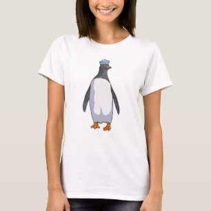 Camiseta Pinguim como marinheiro com chapéu