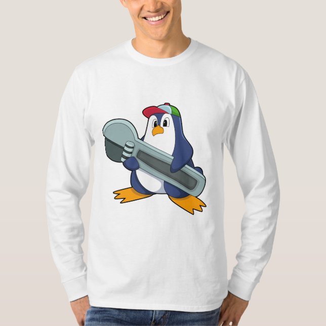 Camiseta Pinguim como Mecânico com Ferramenta (Frente)