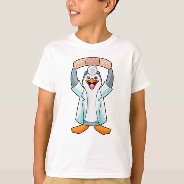 Camiseta Pinguim como Médico com Plaster (Frente)
