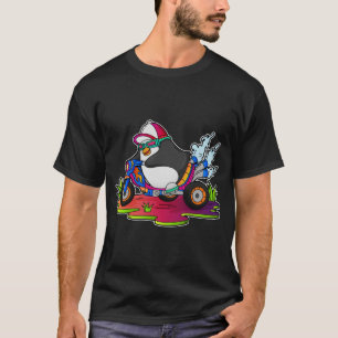 Camiseta Pinguim como motociclista com motocicleta
