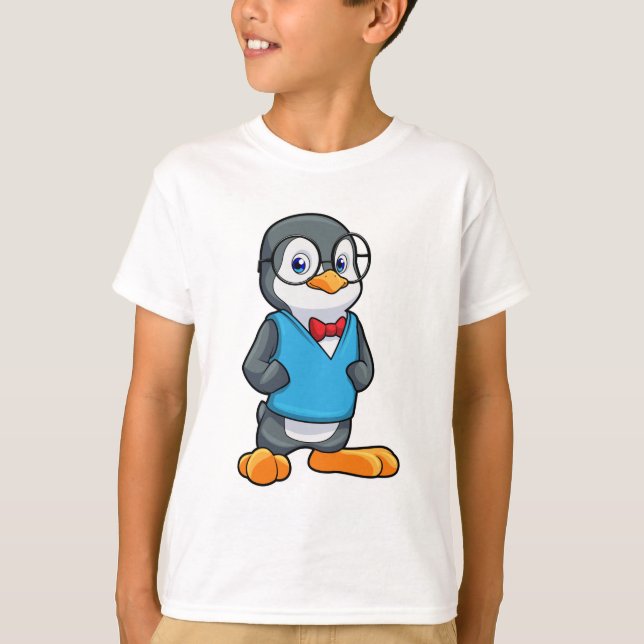 Camiseta Pinguim como Nerd de óculos (Frente)