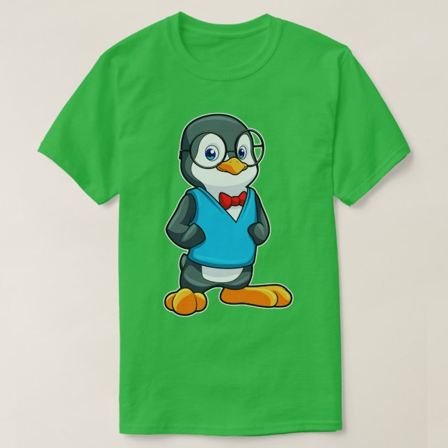 Camiseta Pinguim como Nerd de óculos (Frente do Design)