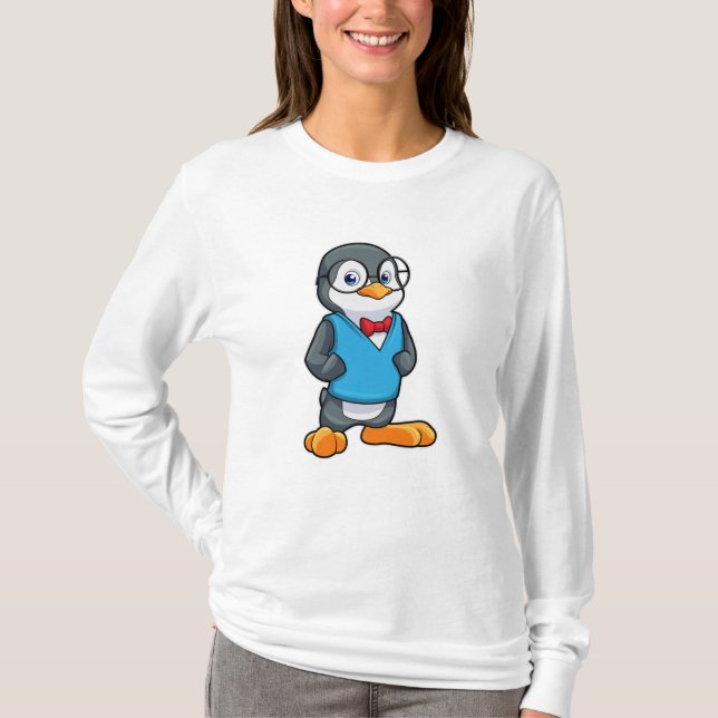 Camiseta Pinguim como Nerd de óculos (Frente)