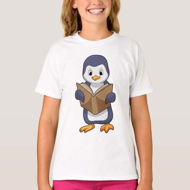 Camiseta Pinguim como Nerd do Livro (Frente)
