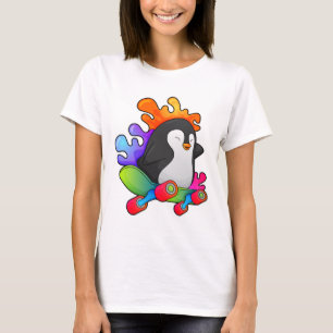 Camiseta Pinguim como Patinador com skate