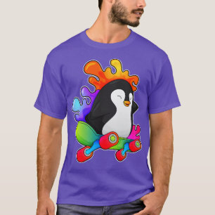 Camiseta Pinguim como Patinador com skate
