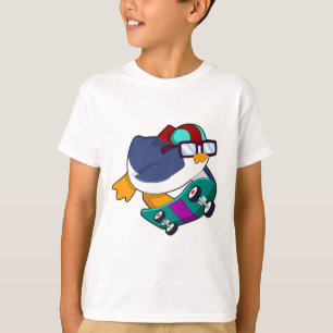 Camiseta Pinguim como Patinador com skate