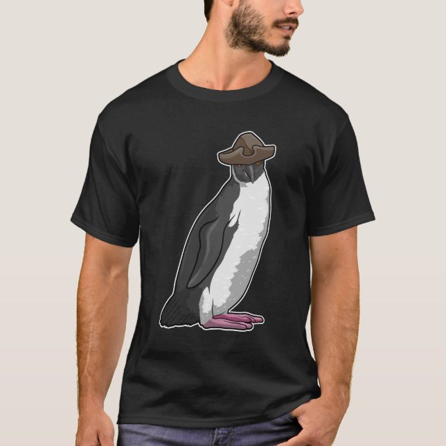 Camiseta Pinguim como Pirata com Chapéu (Frente)