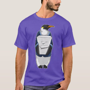 Camiseta Pinguim como Secretário com Pilha de Papel