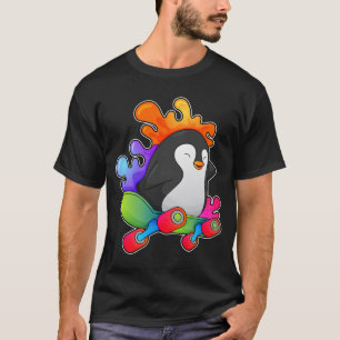 Camiseta Pinguim como skater com skate