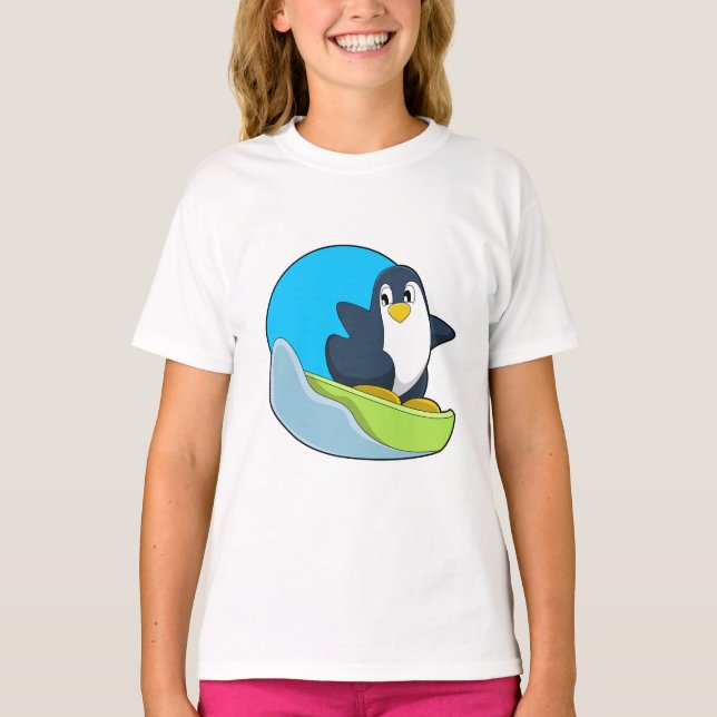 Camiseta Pinguim como Snowboarder com Sonowboard.PNG (Frente)