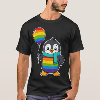 Camiseta Pinguim da Bandeira do Arco-íris Orgulho Gay Lésbi