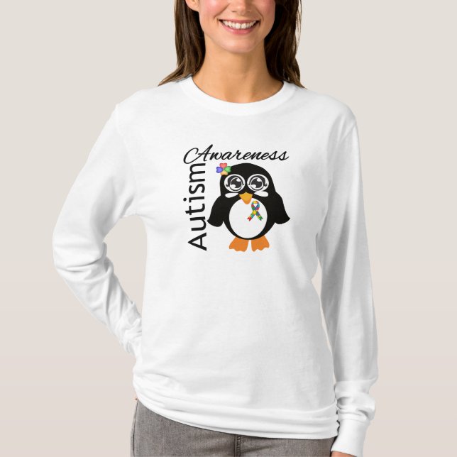 Camiseta Pinguim da consciência do autismo (Frente)