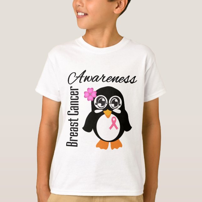 Camiseta Pinguim da consciência do cancro da mama (Frente)