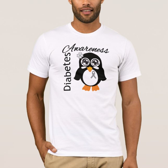 Camiseta Pinguim da consciência do diabetes (Frente)