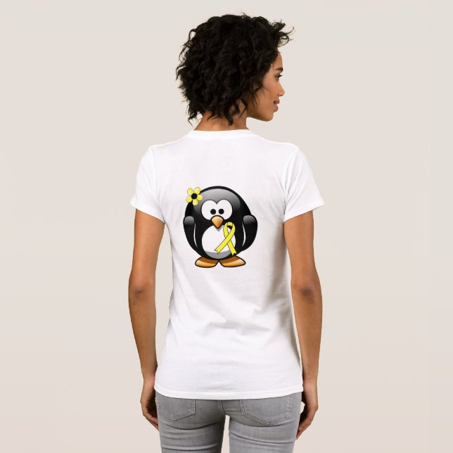 Camiseta Pinguim da Faixa de Sensibilização Amarela (Parte Traseira Completa)