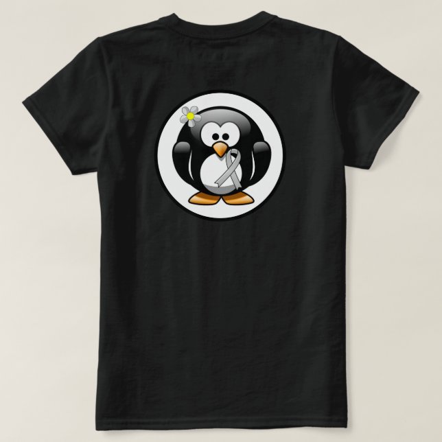 Camiseta Pinguim da fita de sensibilização para prata (Verso do Design)