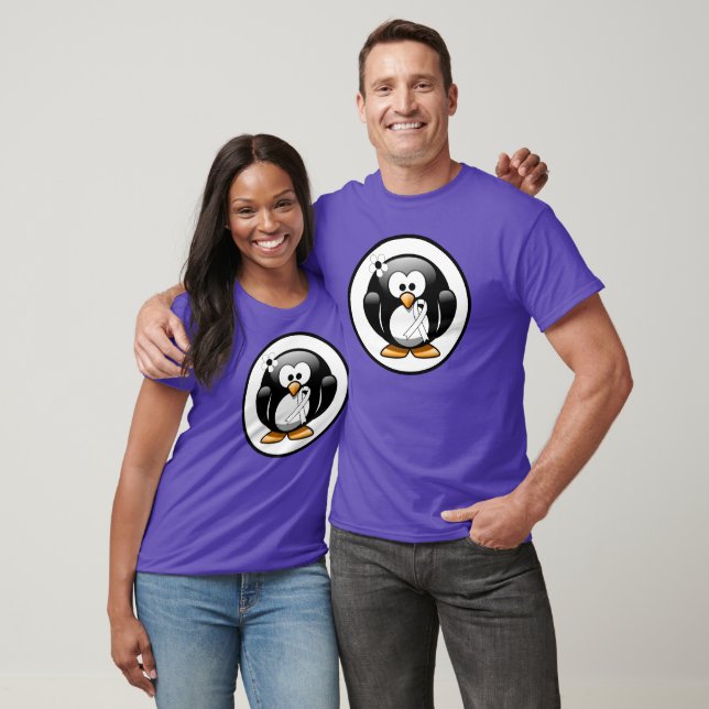Camiseta Pinguim de Fita de Sensibilização Branca (Unissex)