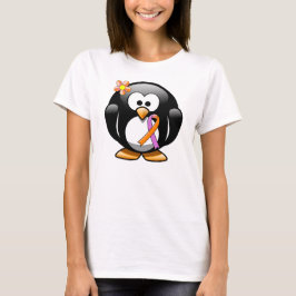 Camiseta Pinguim de Fita de Sensibilização Orquídea e Laran