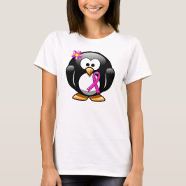 Camiseta Pinguim de fita de sensibilização rosa-quente