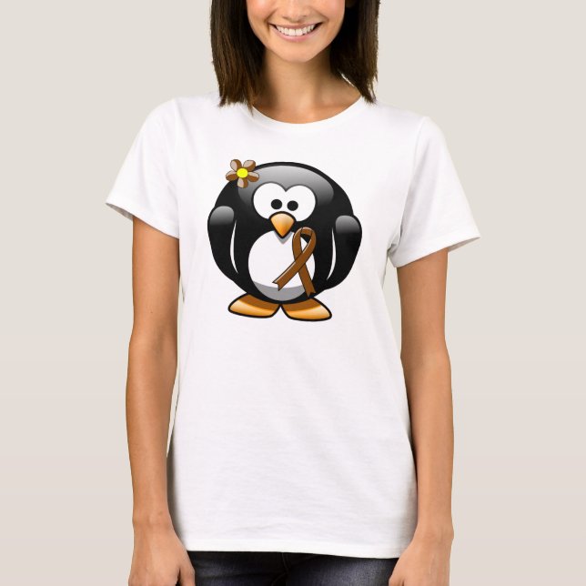 Camiseta Pinguim de Friso de Consciência Castanha (Frente)