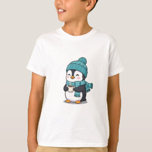 Camiseta Pinguim de Inverno Aconchegante com Cacau Infantil