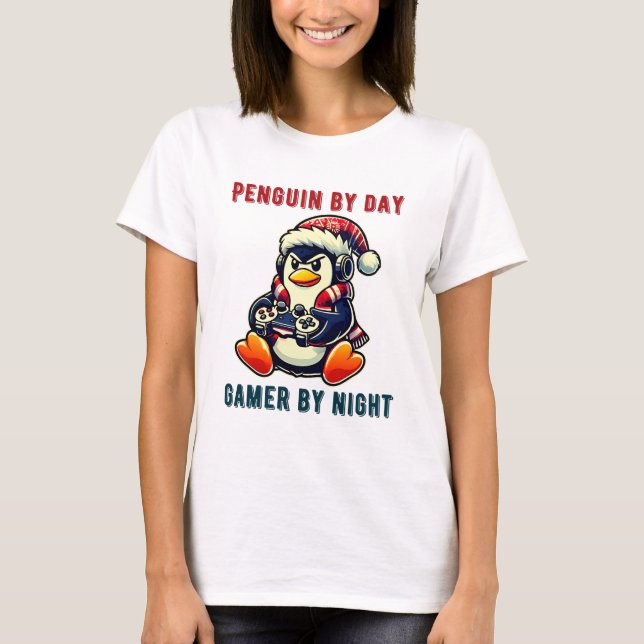 Camiseta Pinguim de Jogos no Natal Engraçado Pinguim Pingui (Frente)