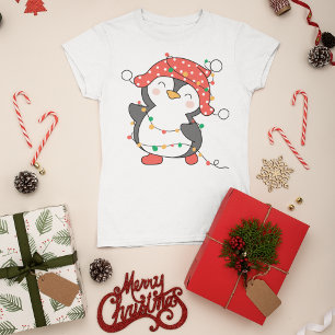 Camiseta Pinguim de Natal bonito
