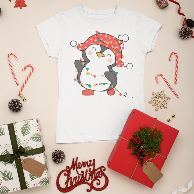 Camiseta Pinguim de Natal bonito (Criador carregado)
