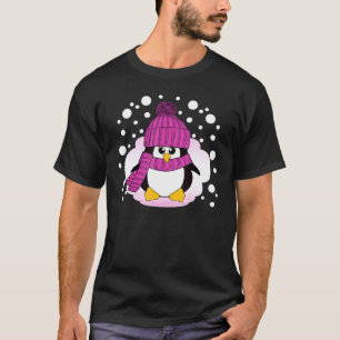 Camiseta Pinguim De Natal Com Chapéu Rosa E Carvalho Rosa