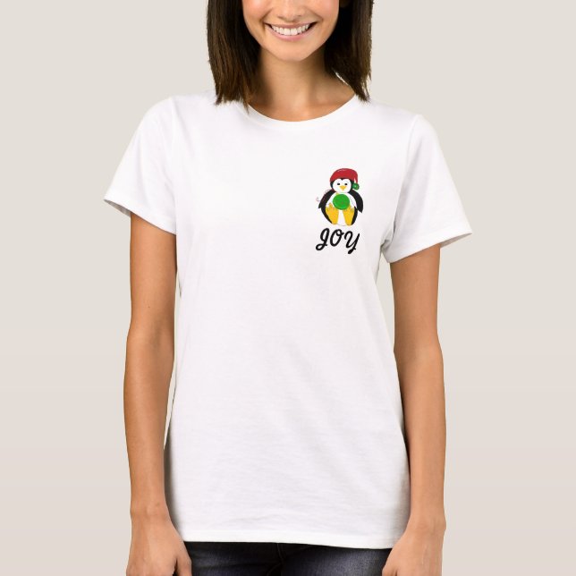 Camiseta Pinguim de Natal de Bebê Bonito - Alegria (Frente)